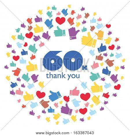 Vector pattern of colored likes 60K subscribers