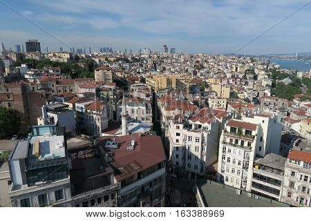 Galata-Beyoglu District in the North of the Golden Horn and West of the Bosporus in Istanbul. With Istiklal Caddesi.