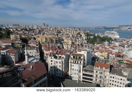 Galata-Beyoglu District in the North of the Golden Horn and West of the Bosporus in Istanbul. With Istiklal Caddesi.