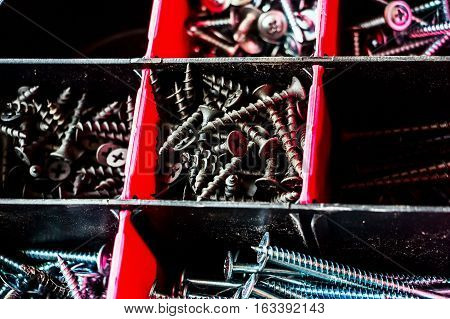 Screw in plastic organizer box close up