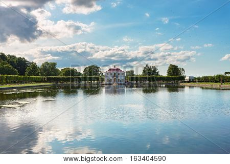 Palace Marli in Petergof Lower Park near a pond - Russia
