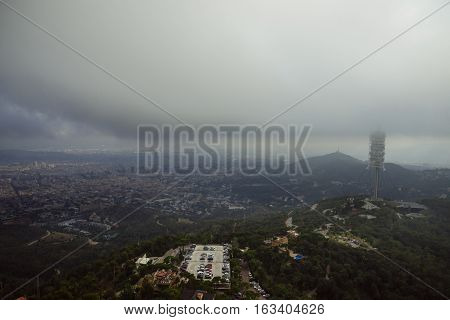 Barcelona Catalonia Spain - October 02 2016: Television Tower Torre De Collserola