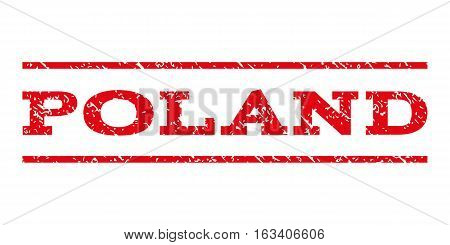 Poland watermark stamp. Text caption between horizontal parallel lines with grunge design style. Rubber seal stamp with unclean texture. Vector intensive red color ink imprint on a white background.