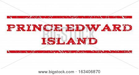 Prince Edward Island watermark stamp. Text caption between horizontal parallel lines with grunge design style. Rubber seal stamp with scratched texture.