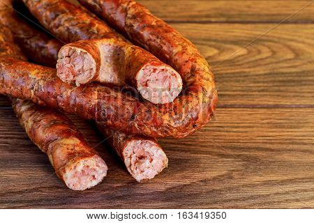 Ukarinian Homemade Kielbasa  Pork Sausage, Spiral Baked