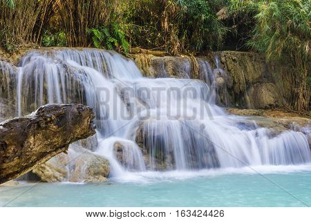 the Kuang Si Waterfalls Luang Phrabang Laos.