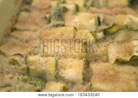 layer of zucchini au gratin grilled in oven