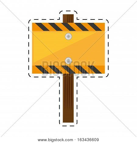 sign road rectangle caution yellow empty cut line vector illustration eps 10