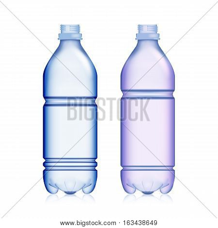 Empty Transparent Bottle. Set Realistic Blank. Vector Template Background