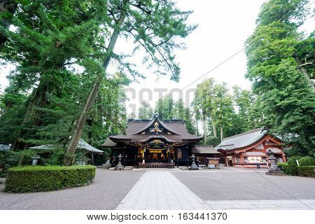 Katori jingu shrine in green forest. the history culture heritage in Chiba Prefecture Japan