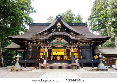 Katori jingu shrine in green forest. the history culture heritage in Chiba Prefecture Japan