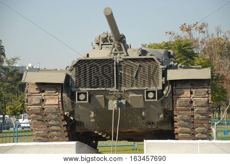 ADANA/TURKEY-DECEMBER 9, 2016:  Turkish Land Forces' Military Tank at the central park of Adana. December 9, 2016-Adana/Turkey