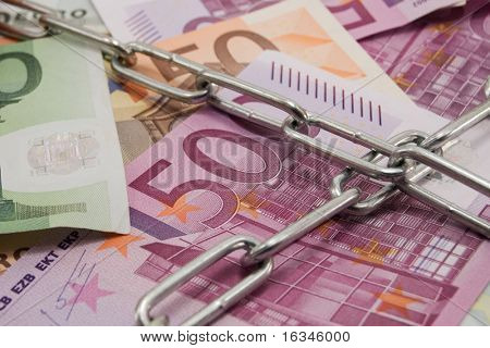 closed euro note close up