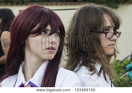 SELARGIUS, ITALY - June 29, 2014: The enchanted garden in Cosplay - Sardinia - portrait of pretty girls in cosplay costume