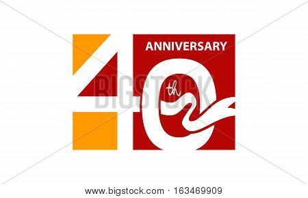 Forty Years Gift Box Ribbon Anniversary Template