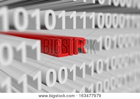 LIR is represented as a binary code with blurred background 3d illustration
