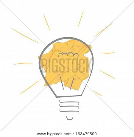 light bulb idea. a light creasy paper. vector illustration.