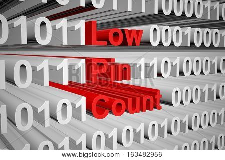 Low Pin Count in binary code, 3D illustration