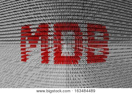 MDB in the form of binary code, 3D illustration
