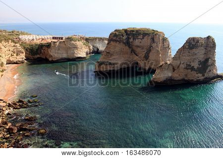 Pigeon Rocks. Raouche District, Beirut, Lebanon, Middle East