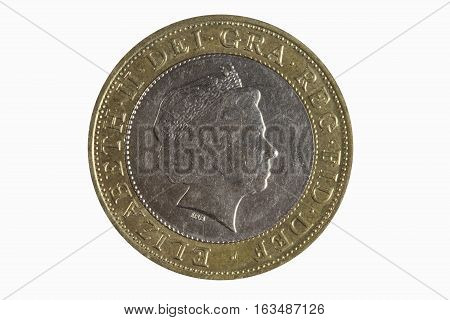 Elizabeth II 1998 two pound coin of England UK which is still in current use