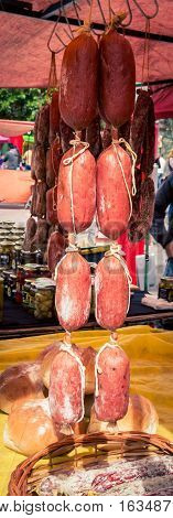 Smoked meat sticks for sale at Feria de Mataderos