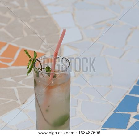 Mojito National drink from Cuba, Havana in a font