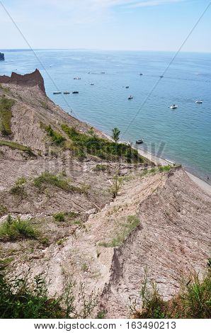 Chimney Bluffs State Park on Lake Ontario near Great Sodus Bay, New York State, USA.