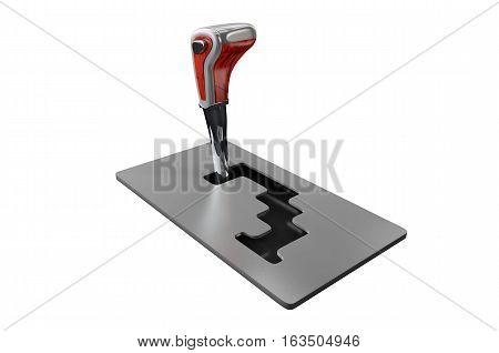 3d illustration of automatic gearbox selector white background