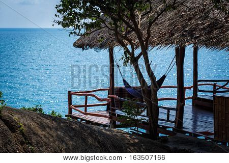 Beachhut with hammock under the roof in Thailand