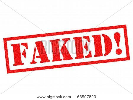 FAKED! red Rubber Stamp over a white background.