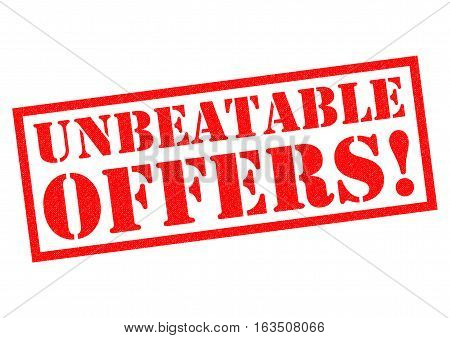 UNBEATABLE OFFERS! red Rubber Stamp over a white background.