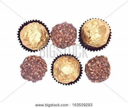 Italian chocolate balls isolated on white background