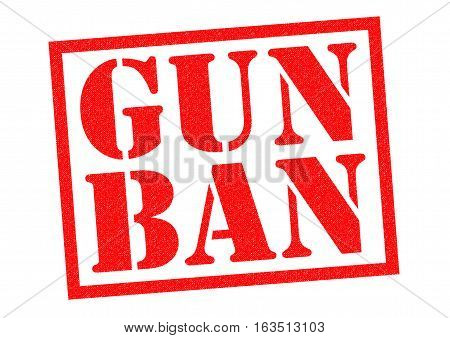 GUN BAN red Rubber Stamp over a white background.