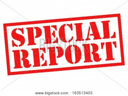 SPECIAL REPORT red Rubber Stamp over a white background.