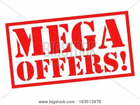 MEGA OFFERS! red Rubber Stamp over a white background.