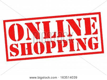 ONLINE SHOPPING red Rubber Stamp over a white background.