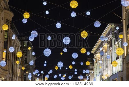 The beautiful Christmas lights on Oxford Street in London.
