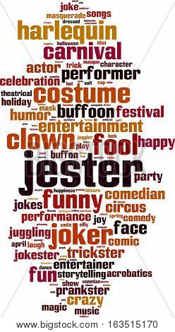 Jester word cloud concept. Vector illustration on white