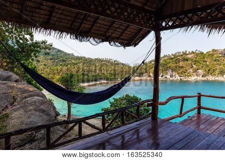 Beachhut with hammock under the roof in Thailand