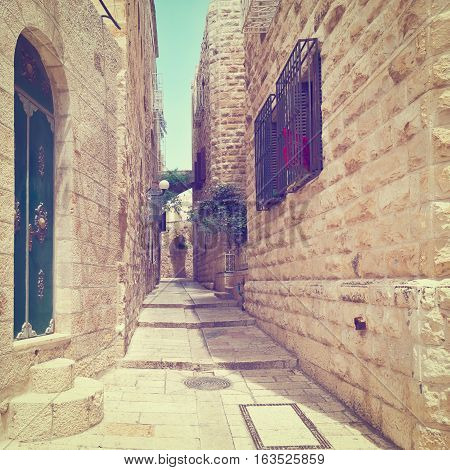 Narrow Street in Old Jerusalem Instagram Effect