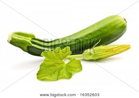 Cukini mit Blume, isolated on white