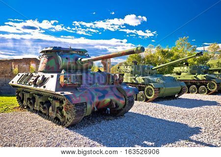 Military Tanks In Army Park View