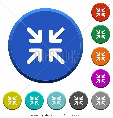 Minimize round color beveled buttons with smooth surfaces and flat white icons