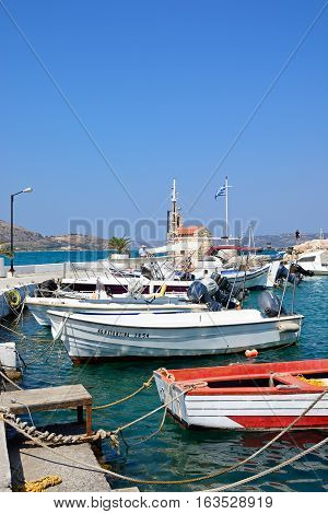 KALYVES, CRETE - SEPTEMBER 16, 2016 - Boats moored in the harbour Kalyves Crete Greece Europe, September 16, 2016.