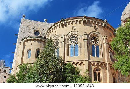 Montserrat Monastery is a beautiful Benedictine Abbey high up in the mountains near Barcelona, Spain