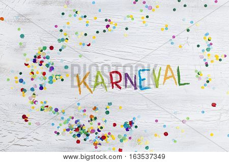 Carnival Confetti On Wood Background