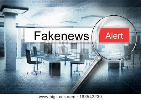 reading the word fakenews browser search alert 3D Illustration