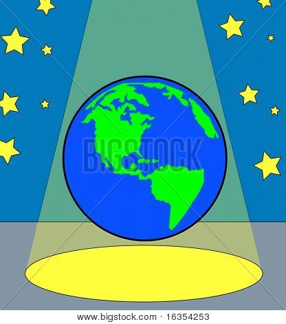 Globe of wereld onder de spotlight - alle werelden een fase - vector