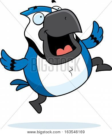 Cartoon Blue Jay Jumping